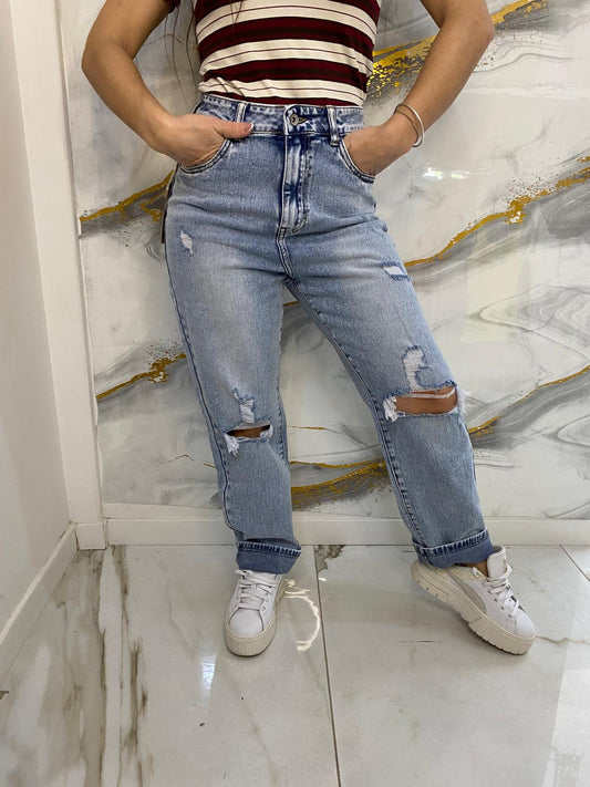 jeans skinny strappo