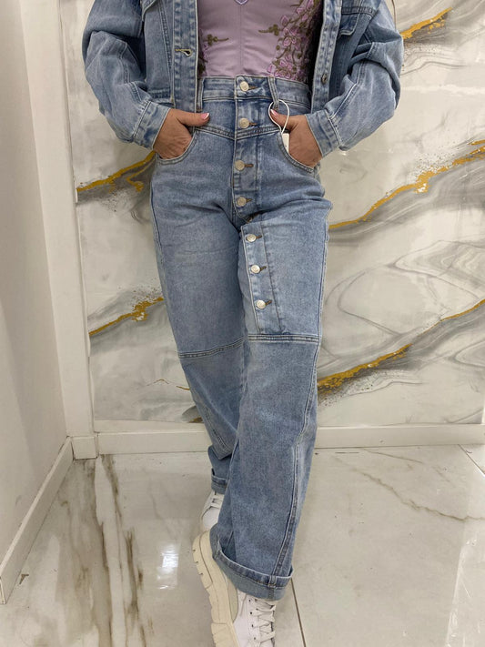 jeans denim bottoni